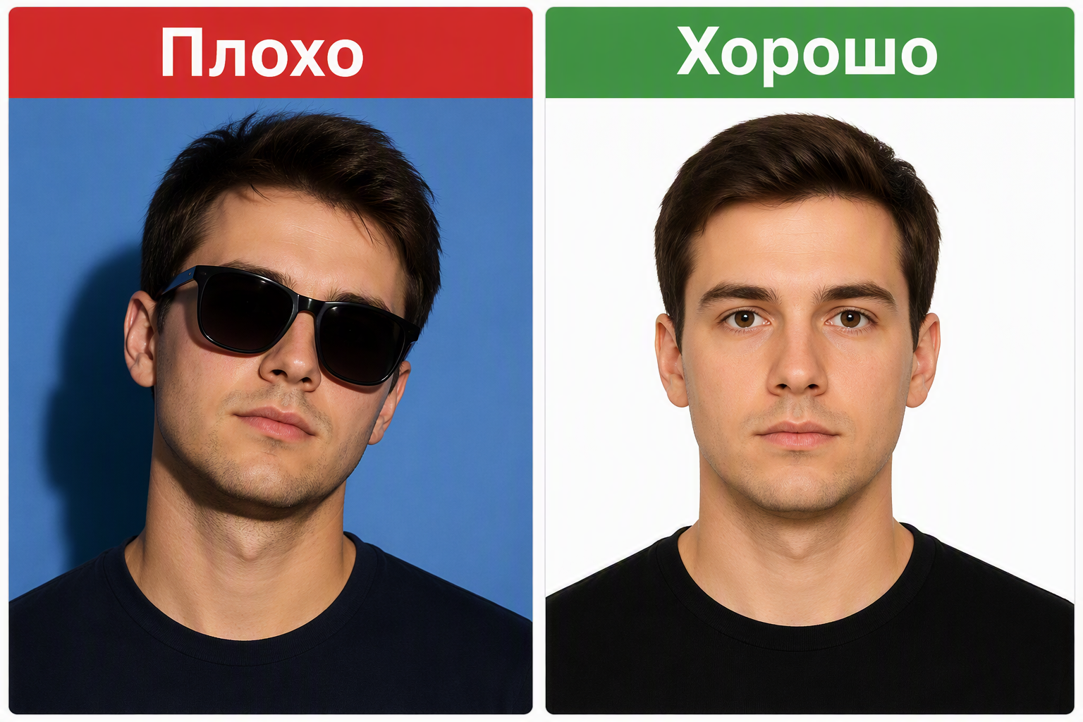 Фото на паспорт: хорошо и плохо — сравнение
